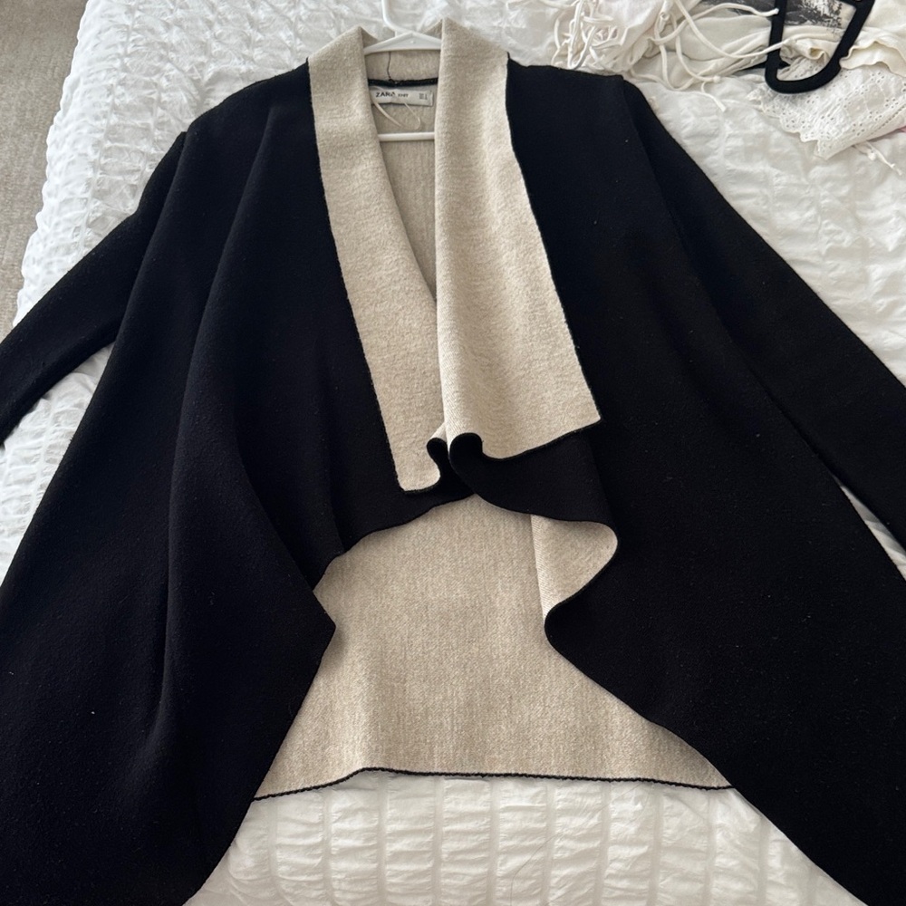 Eileen Fisher Black and Cream Cardigan